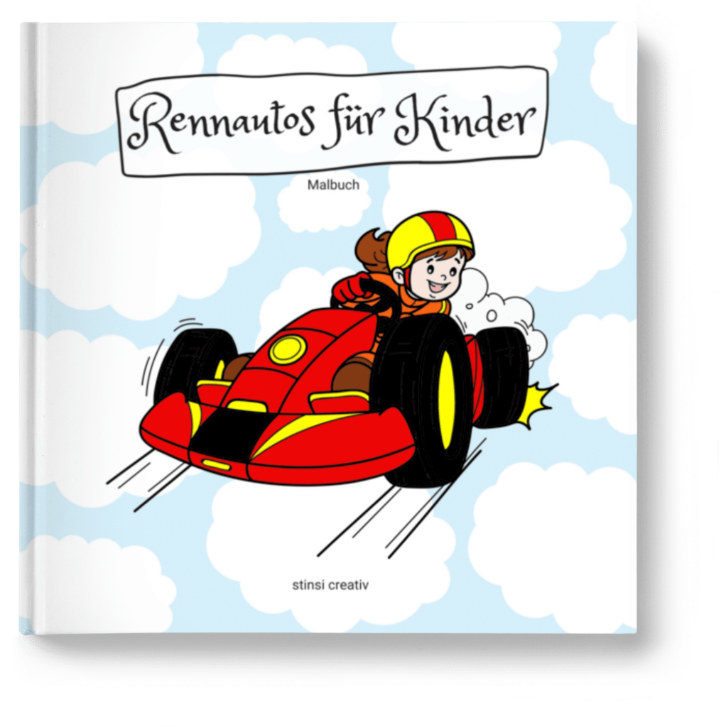 ausmalbilderbuch rennautos fuer kinder