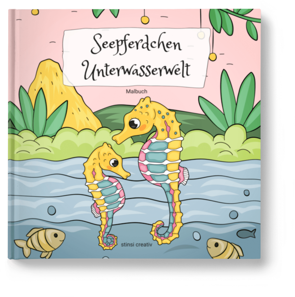 ausmalbilderbuch seepferdchen unterwasserwelt