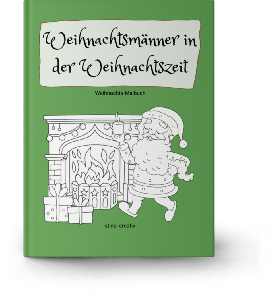 ausmalbilderbuch weihnachtsmaenner in der weihnachtszeit