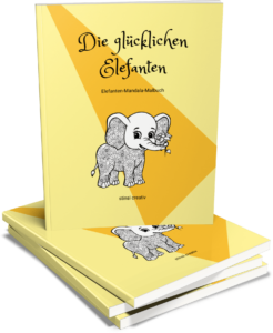 ausmalbuch mit gluecklichen elefanten motiven