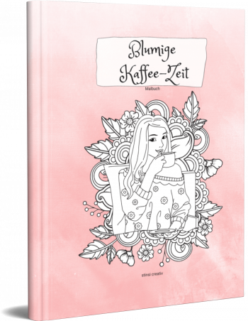 malbuch blumige kaffee-zeit